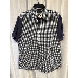Stitched Shirt Men's XL Short Sleeve  Blue Classic Gingham